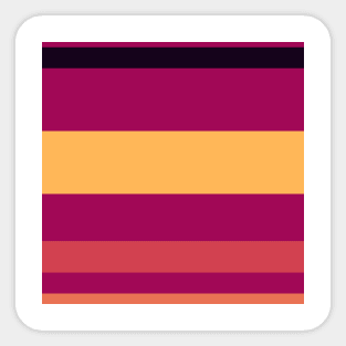 An attractive pot-pourri of Licorice, Dark Fuchsia, Brick Red, Light Red Ochre and Pastel Orange stripes. Sticker